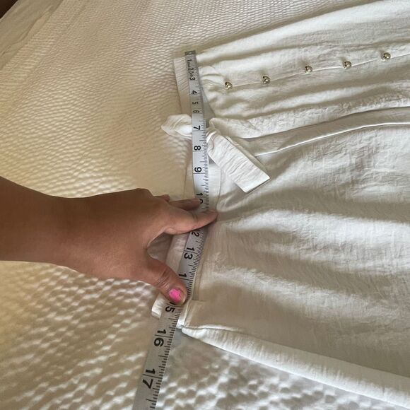 NYCC Women's White Midi Long Button Elastic Waist Tie Front Skirt Size S - Picture 7 of 7